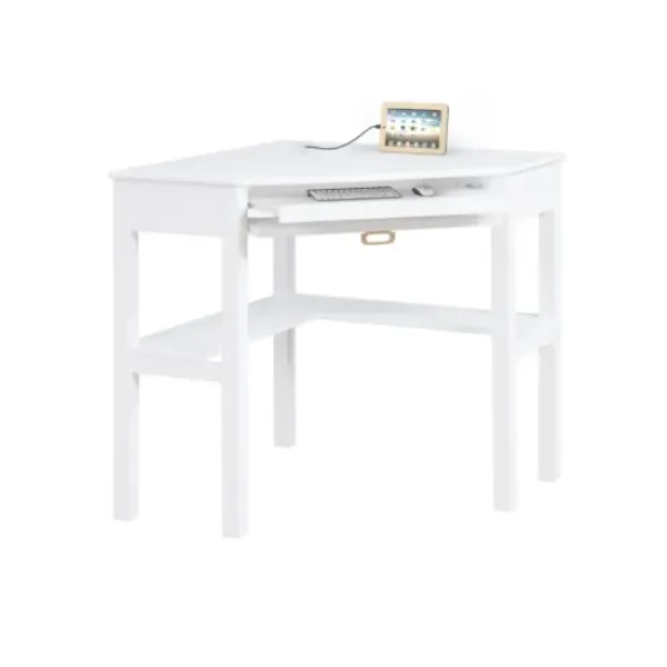 Office Furniture-Kirkland's Home White Wood Single Drawer Corner Desk