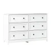 Dressers & Chests-Kirkland's Home White Wood Six Framed Drawers Dresser