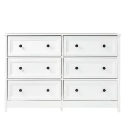 Dressers & Chests-Kirkland's Home White Wood Six Framed Drawers Dresser
