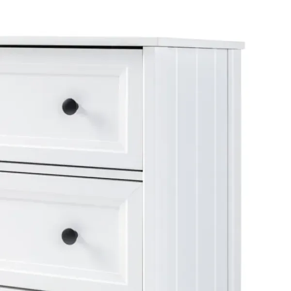 Dressers & Chests-Kirkland's Home White Wood Six Framed Drawers Dresser
