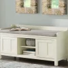 Benches & Ottomans-Kirkland's Home White Wood Upholstered Storage Bench White/Gray