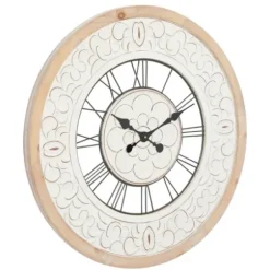 Clocks-Kirkland's Home White Wood Vintage Farmhouse Clock