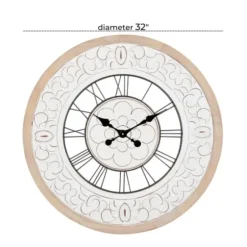 Clocks-Kirkland's Home White Wood Vintage Farmhouse Clock