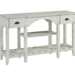 Console Tables-Kirkland's Home White Wooden Mercantile Sofa Table