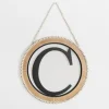 Monogram Wall Decor-Kirkland's Home Whitewash Bead Trim Monogram C Plaque Tan/Black/White