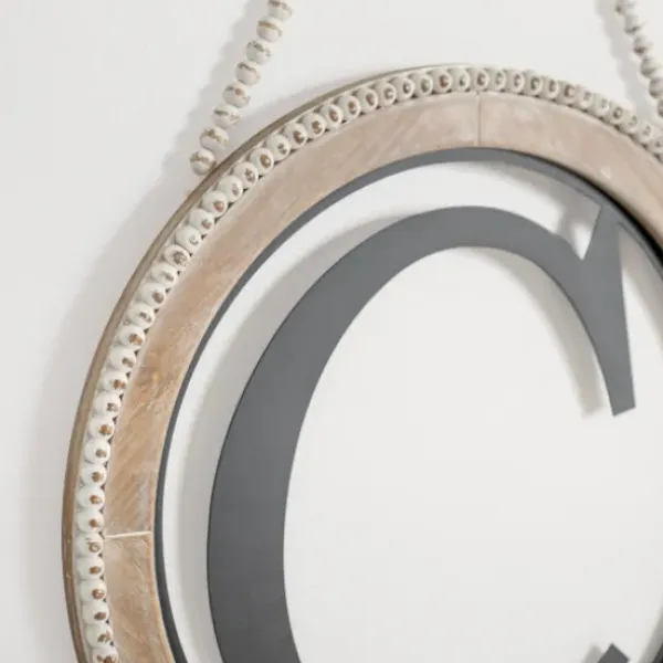 Monogram Wall Decor-Kirkland's Home Whitewash Bead Trim Monogram C Plaque Tan/Black/White