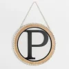 Monogram Wall Decor-Kirkland's Home Whitewash Bead Trim Monogram P Plaque Tan/Black/White