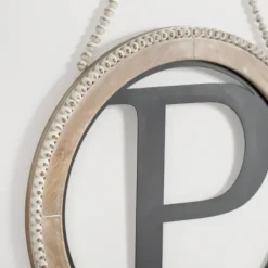 Monogram Wall Decor-Kirkland's Home Whitewash Bead Trim Monogram P Plaque Tan/Black/White