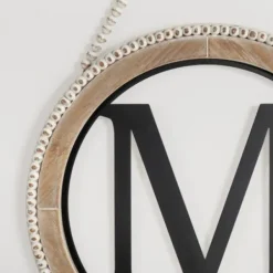 Monogram Wall Decor-Kirkland's Home Whitewash Bead Trim Monogram M Plaque Tan/Black/White