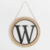 Monogram Wall Decor-Kirkland's Home Whitewash Bead Trim Monogram W Plaque Tan/Black/White