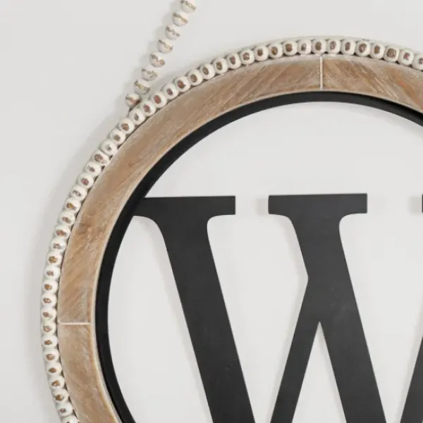 Monogram Wall Decor-Kirkland's Home Whitewash Bead Trim Monogram W Plaque Tan/Black/White