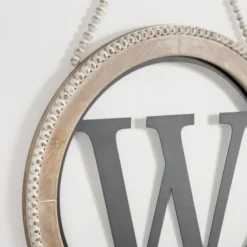 Monogram Wall Decor-Kirkland's Home Whitewash Bead Trim Monogram W Plaque Tan/Black/White