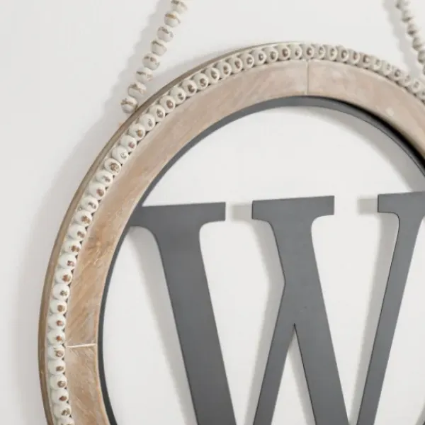 Monogram Wall Decor-Kirkland's Home Whitewash Bead Trim Monogram W Plaque Tan/Black/White