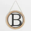 Monogram Wall Decor-Kirkland's Home Whitewash Bead Trim Monogram B Plaque Tan/Black/White