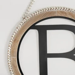 Monogram Wall Decor-Kirkland's Home Whitewash Bead Trim Monogram B Plaque Tan/Black/White