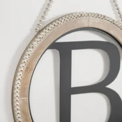 Monogram Wall Decor-Kirkland's Home Whitewash Bead Trim Monogram B Plaque Tan/Black/White
