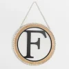 Monogram Wall Decor-Kirkland's Home Whitewash Bead Trim Monogram F Plaque Tan/Black/White