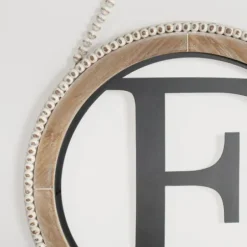 Monogram Wall Decor-Kirkland's Home Whitewash Bead Trim Monogram F Plaque Tan/Black/White