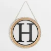 Monogram Wall Decor-Kirkland's Home Whitewash Bead Trim Monogram H Plaque Tan/Black/White