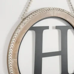 Monogram Wall Decor-Kirkland's Home Whitewash Bead Trim Monogram H Plaque Tan/Black/White