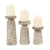 Candle Holders-Kirkland's Home Whitewash Floral Mango Candlesticks, Set Of 3 Ivory/Tan