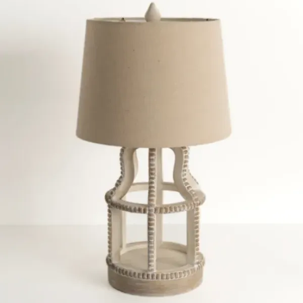 Table Lamps-Kirkland's Home Whitewash Open Beaded Table Lamp Tan