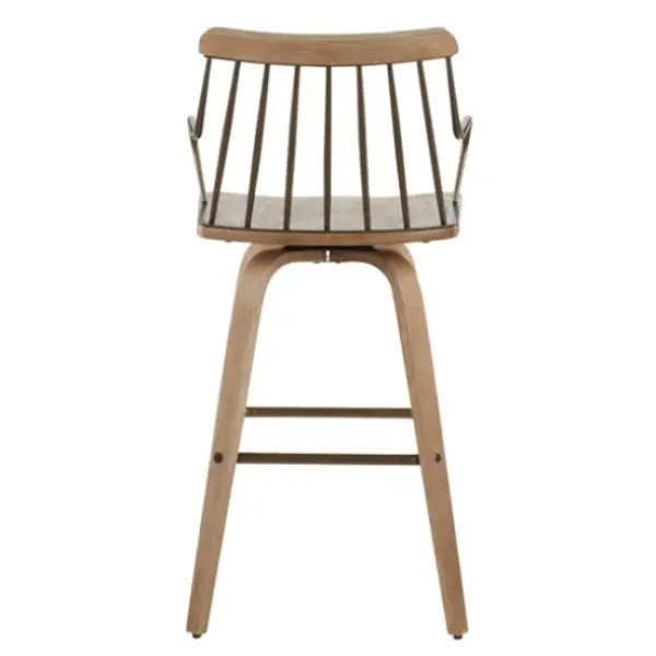 Bar Stools & Counter Height Stools-Kirkland's Home Whitewash Poplar Wood Swivel Counter Stool Tan