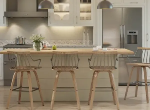 Bar Stools & Counter Height Stools-Kirkland's Home Whitewash Poplar Wood Swivel Counter Stool Tan