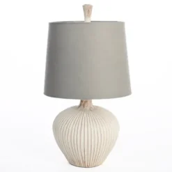 Table Lamps-Kirkland's Home Whitewash Ribbed Gourd Table Lamp Ivory