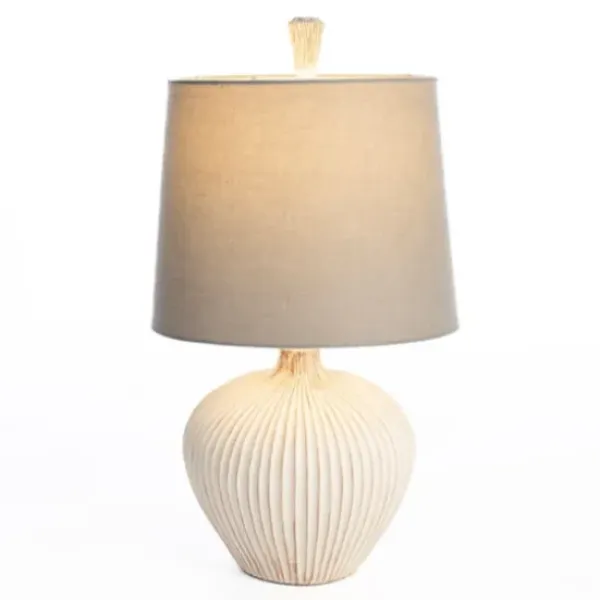 Table Lamps-Kirkland's Home Whitewash Ribbed Gourd Table Lamp Ivory