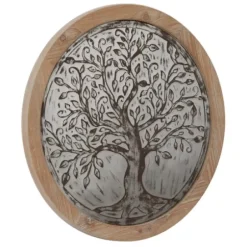 Wall Plaques-Kirkland's Home Whitewashed Bronze Tree Framed Wall Plaque Brown/Ivory