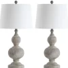 Table Lamps-Kirkland's Home Whitewashed Brown Carved 2-Pc. Table Lamp Set Ivory
