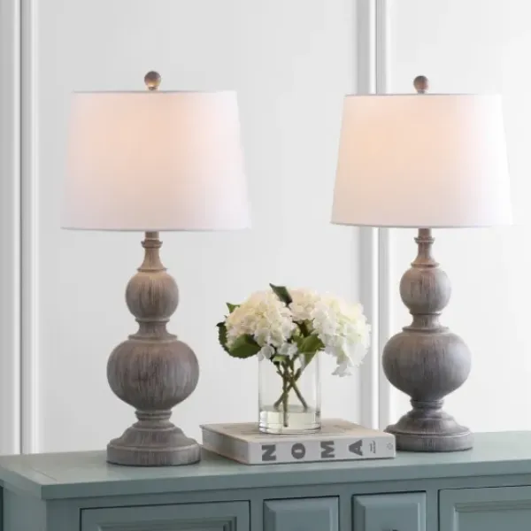 Table Lamps-Kirkland's Home Whitewashed Brown Carved 2-Pc. Table Lamp Set Ivory