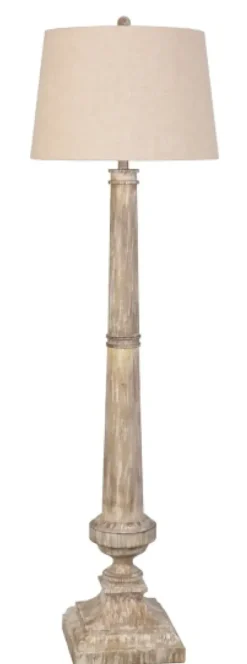 Floor Lamps-Kirkland's Home Whitewashed Brown Resin Floor Lamp Tan