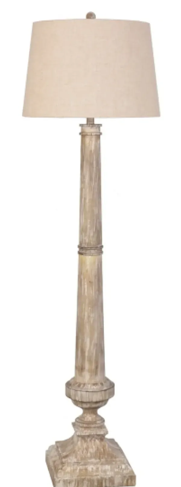 Floor Lamps-Kirkland's Home Whitewashed Brown Resin Floor Lamp Tan