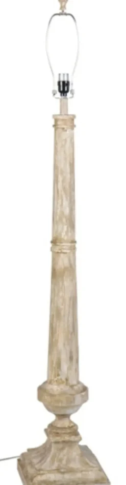 Floor Lamps-Kirkland's Home Whitewashed Brown Resin Floor Lamp Tan