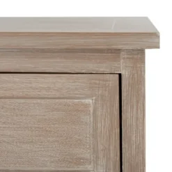 Accent & End Tables-Kirkland's Home Whitewashed Brown Wood Side Table With Baskets White/Brown