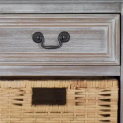 Entryway Furniture-Kirkland's Home Whitewashed Cabinet With Rattan Baskets Brown