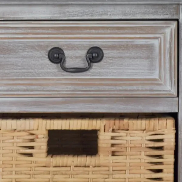 Entryway Furniture-Kirkland's Home Whitewashed Cabinet With Rattan Baskets Brown