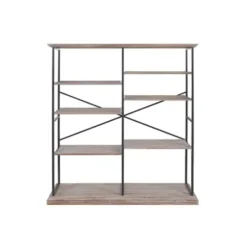 Bookshelves-Kirkland's Home Whitewashed Etagere Industrial Bookshelf