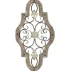 Wall Plaques-Kirkland's Home Whitewashed Framed Metal Quatrefoil Plaque Brown