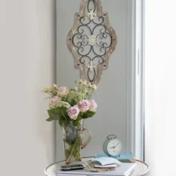 Wall Plaques-Kirkland's Home Whitewashed Framed Metal Quatrefoil Plaque Brown