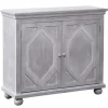 Cabinets & Sideboards-Kirkland's Home Whitewashed Gray Wood Hexagonal Door Cabinet White/Gray