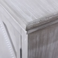 Cabinets & Sideboards-Kirkland's Home Whitewashed Gray Wood Hexagonal Door Cabinet White/Gray