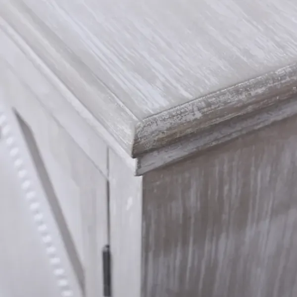 Cabinets & Sideboards-Kirkland's Home Whitewashed Gray Wood Hexagonal Door Cabinet White/Gray