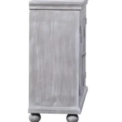 Cabinets & Sideboards-Kirkland's Home Whitewashed Gray Wood Hexagonal Door Cabinet White/Gray