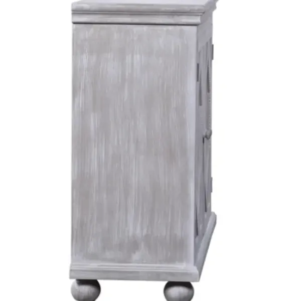 Cabinets & Sideboards-Kirkland's Home Whitewashed Gray Wood Hexagonal Door Cabinet White/Gray