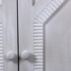 Cabinets & Sideboards-Kirkland's Home Whitewashed Gray Wood Hexagonal Door Cabinet White/Gray