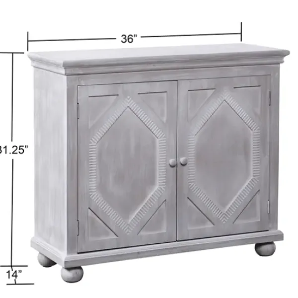 Cabinets & Sideboards-Kirkland's Home Whitewashed Gray Wood Hexagonal Door Cabinet White/Gray