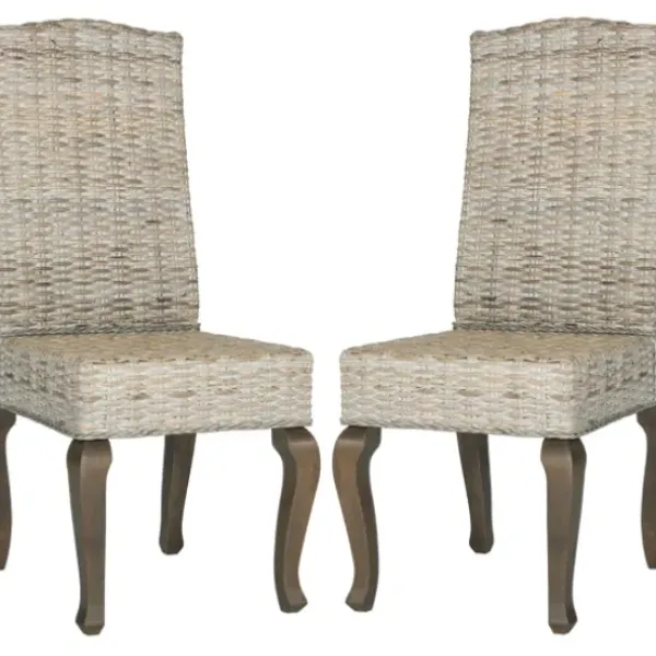 Dining Chairs-Kirkland's Home Whitewashed Kubu Rattan Dining Chairs, Set Of 2 Ivory